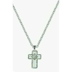 Montana Silversmiths Banded Feathered Cross Necklace Silver New In Box NWT